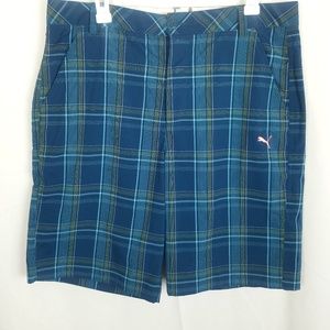 PUMA - Blue Green Plaid Men's Swimming Trunks W34